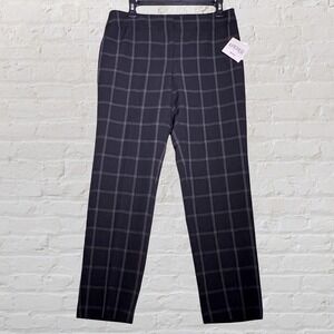 Kasper Women's Black Windowpane Casual Trouser Pants Size 6P Office Preppy NWT